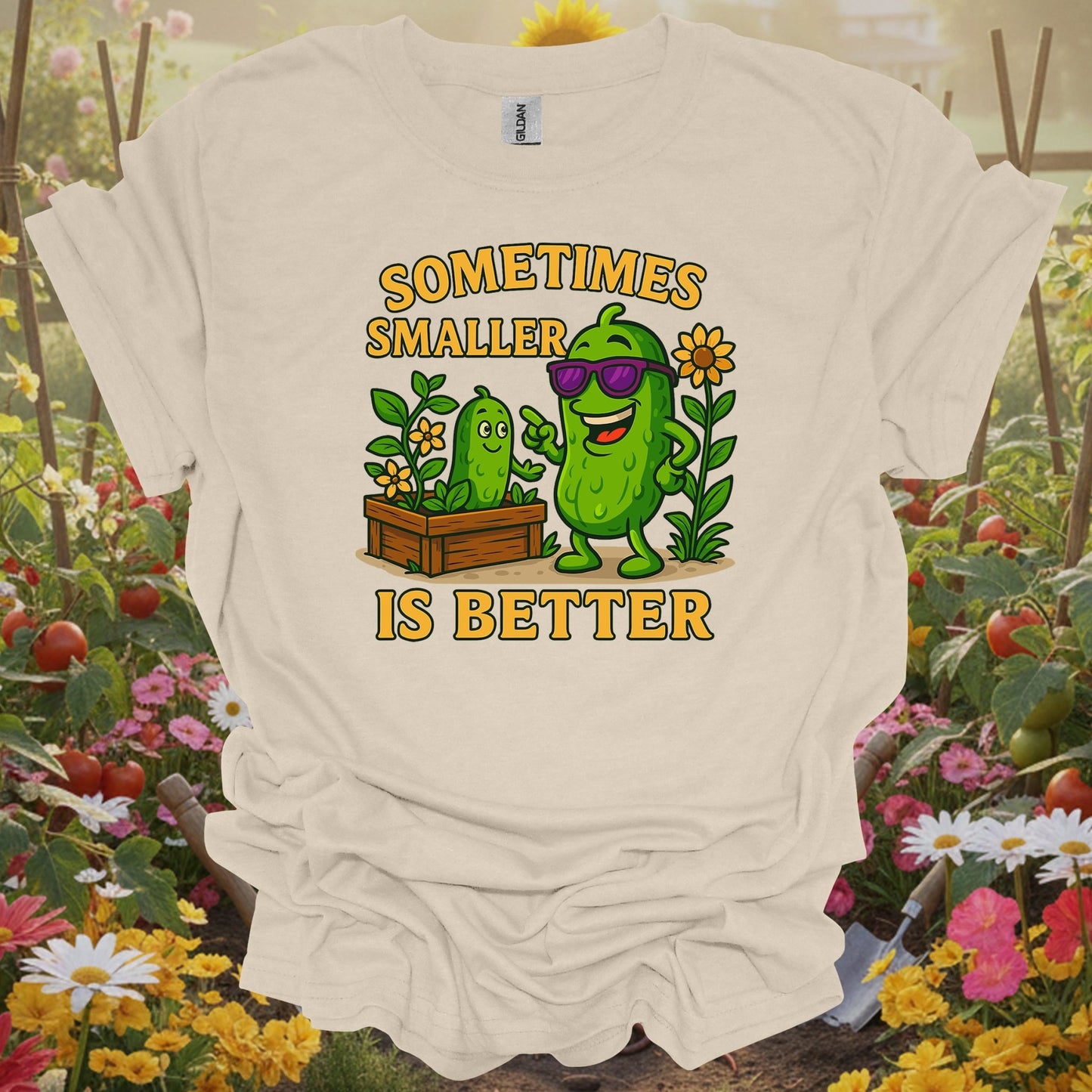 Natural tshirt showing sometimes smaller is better funny pickle for people who love plants