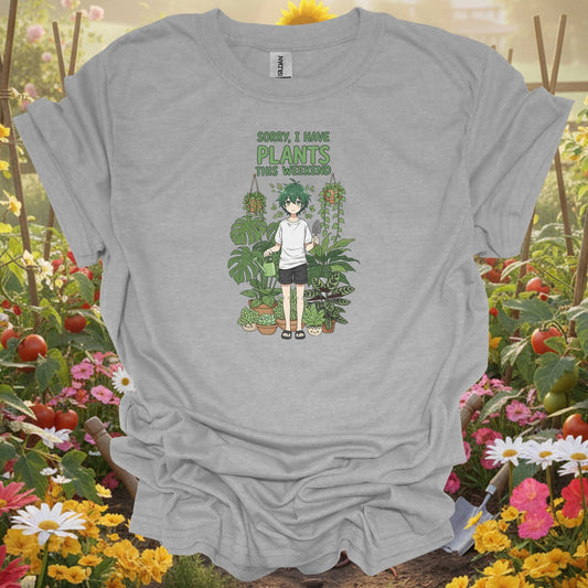 Sport Grey tshirt showing sorry i have plants anime houseplant for gardening enthusiasts