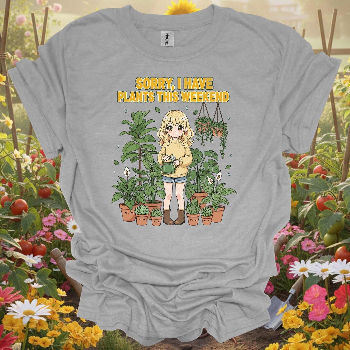 "Sorry I Have Plants This Weekend" Anime T-Shirt - GardeningTshirts