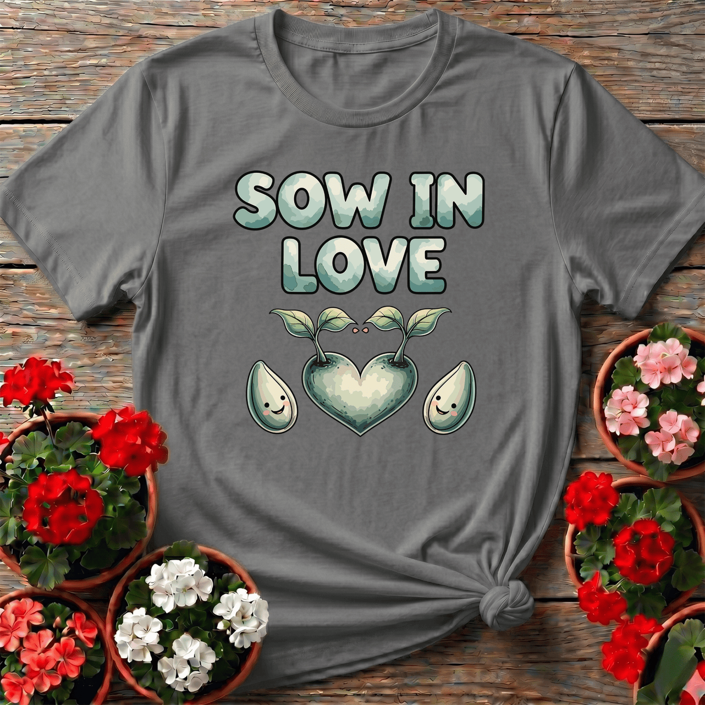 Sow In Love Heart Shaped Sprout Gardening T-shirt - GardeningTshirts