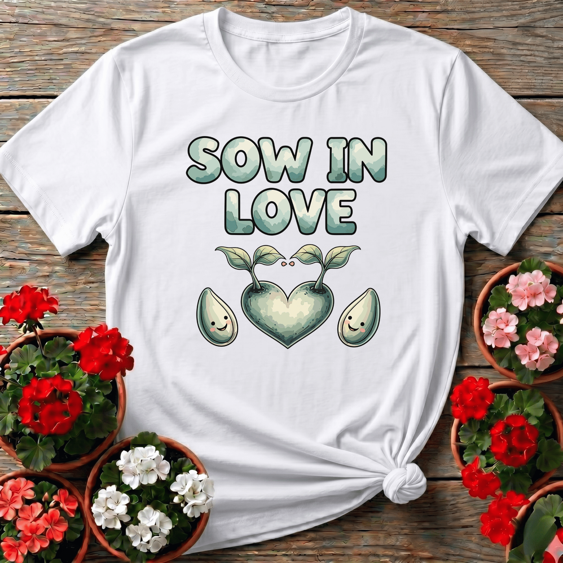 Sow In Love Heart Shaped Sprout Gardening T-shirt - GardeningTshirts