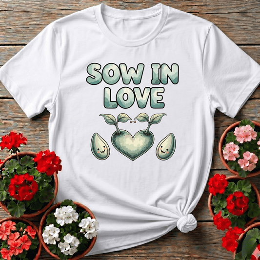 Sow In Love Heart Shaped Sprout Gardening T-shirt - GardeningTshirts
