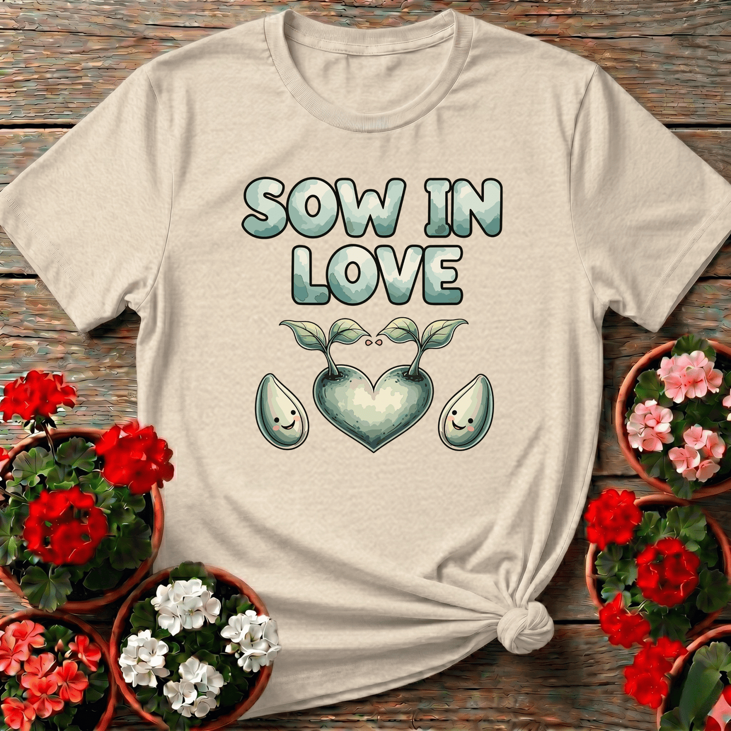 Sow In Love Heart Shaped Sprout Gardening T-shirt - GardeningTshirts