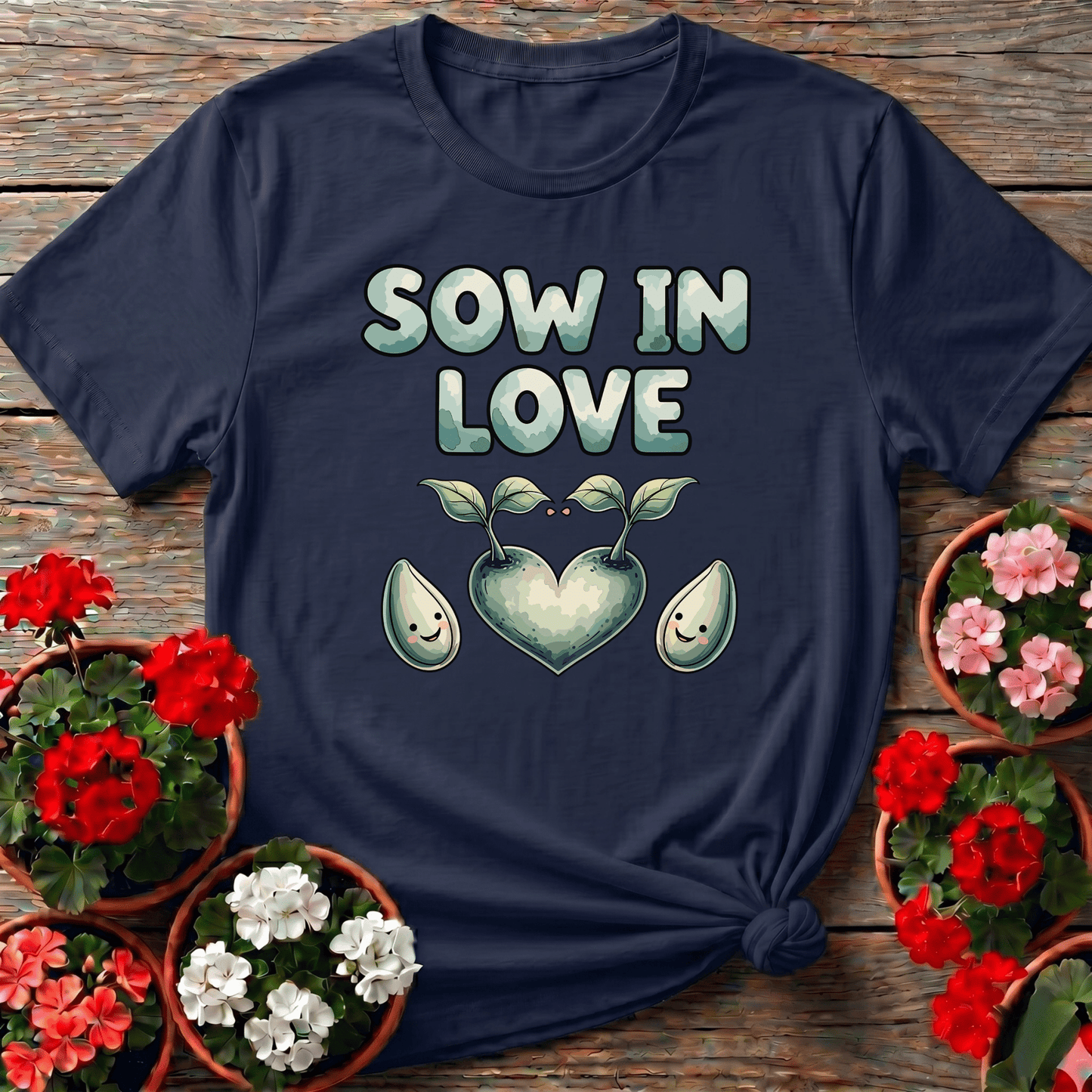 Sow In Love Heart Shaped Sprout Gardening T-shirt - GardeningTshirts