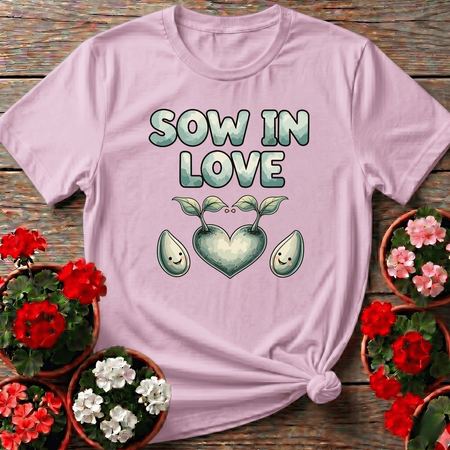 Sow In Love Heart Shaped Sprout Gardening T-shirt - GardeningTshirts