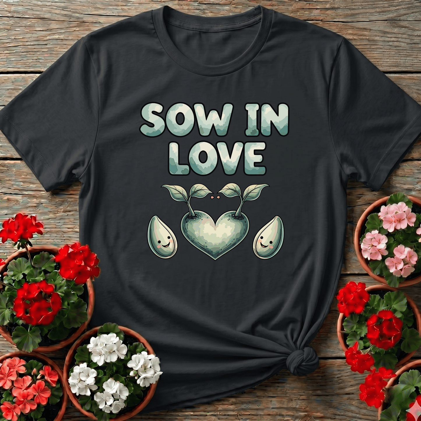 Sow In Love Heart Shaped Sprout Gardening T-shirt - GardeningTshirts