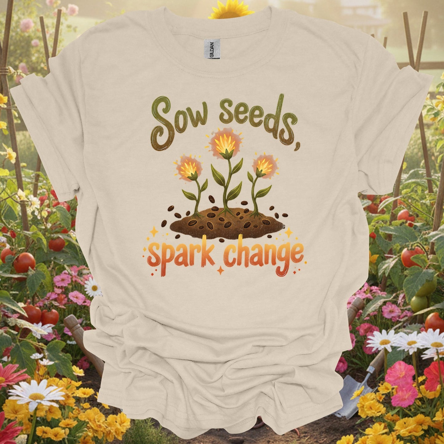 "Sow Seeds Spark Change" Inspirational T-Shirt - GardeningTshirts