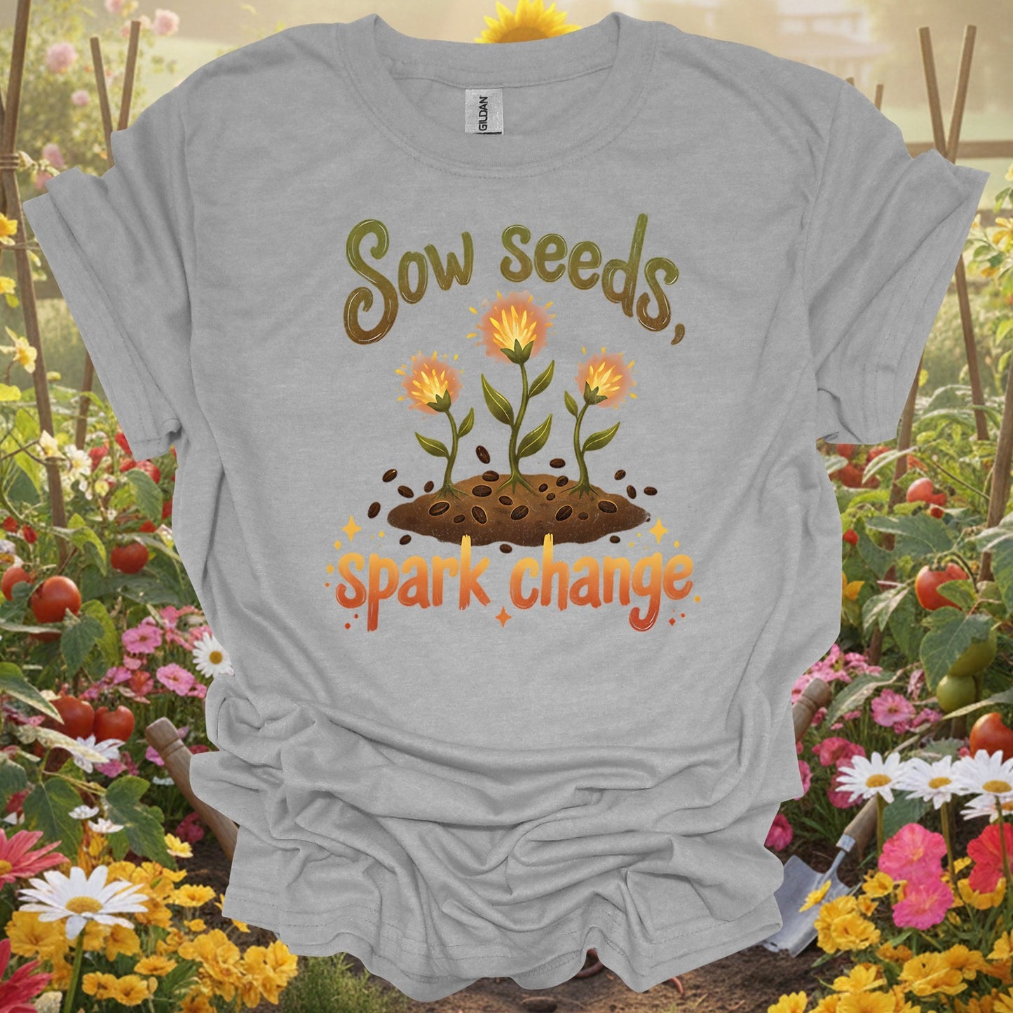 "Sow Seeds Spark Change" Inspirational T-Shirt - GardeningTshirts