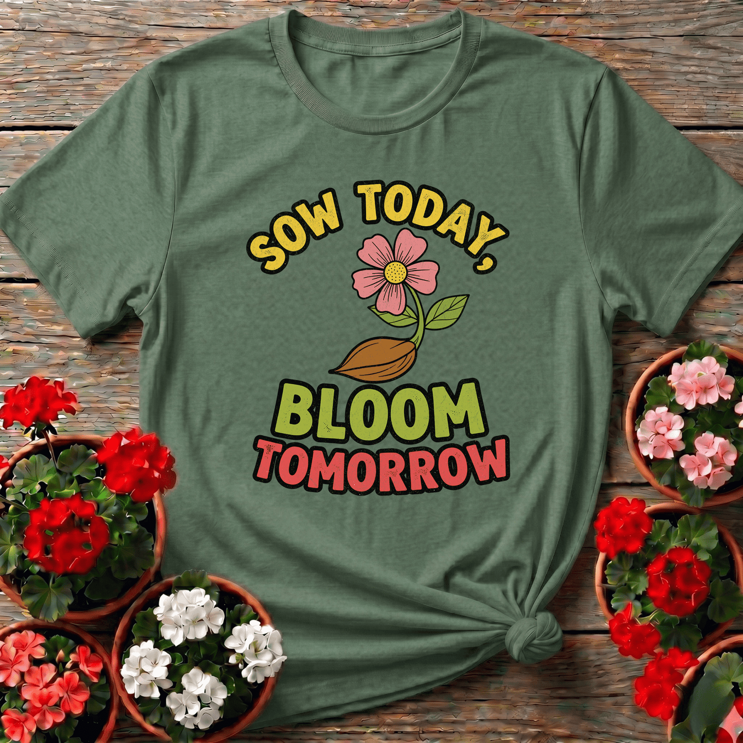 Sow Today Bloom Tomorrow Gardening Flower T-Shirt - GardeningTshirts
