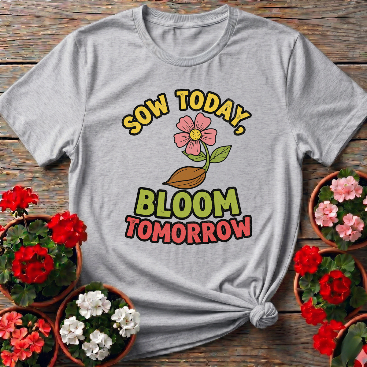 Sow Today Bloom Tomorrow Gardening Flower T-Shirt - GardeningTshirts
