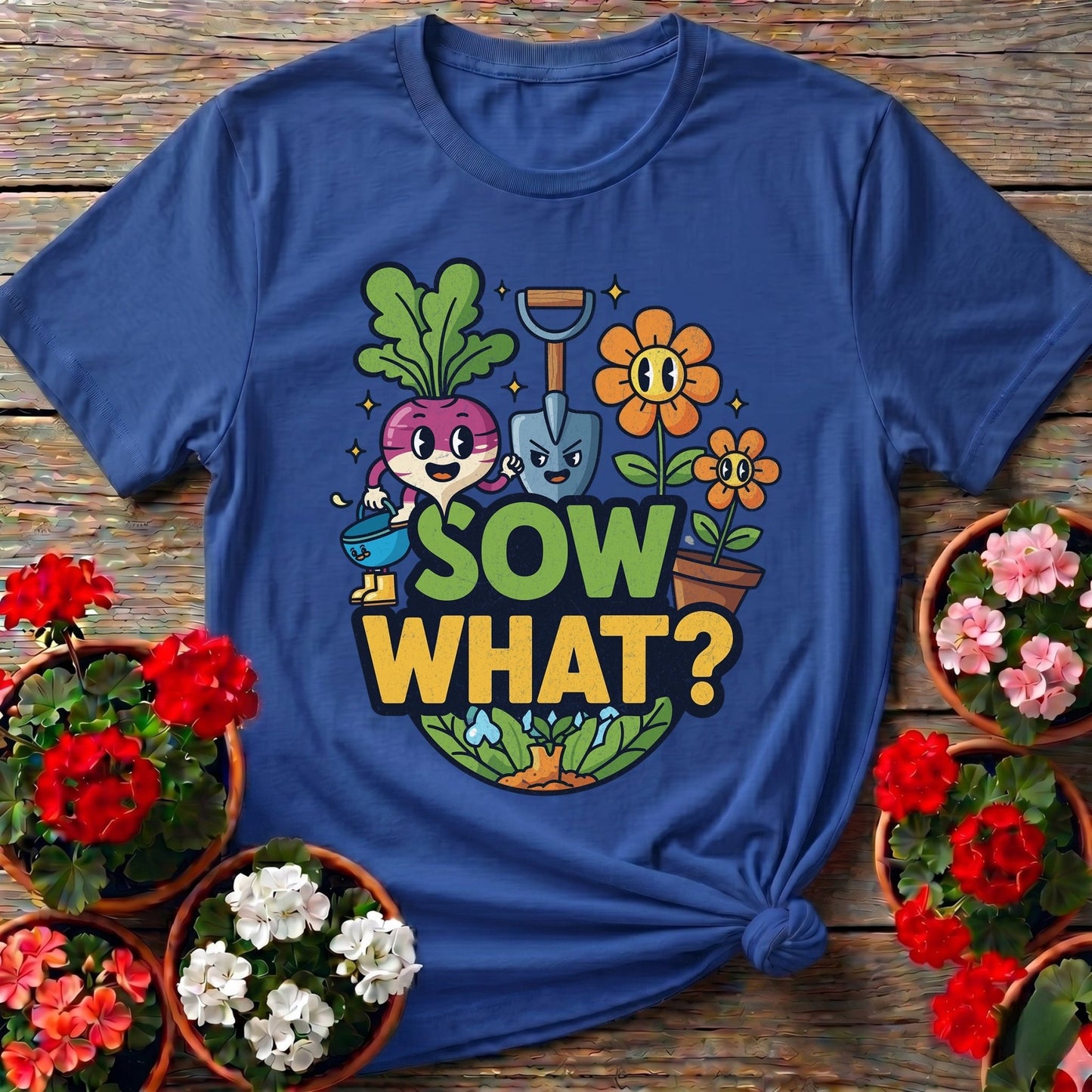 Sow What Funny Cartoon Vegetable T-shirt - GardeningTshirts