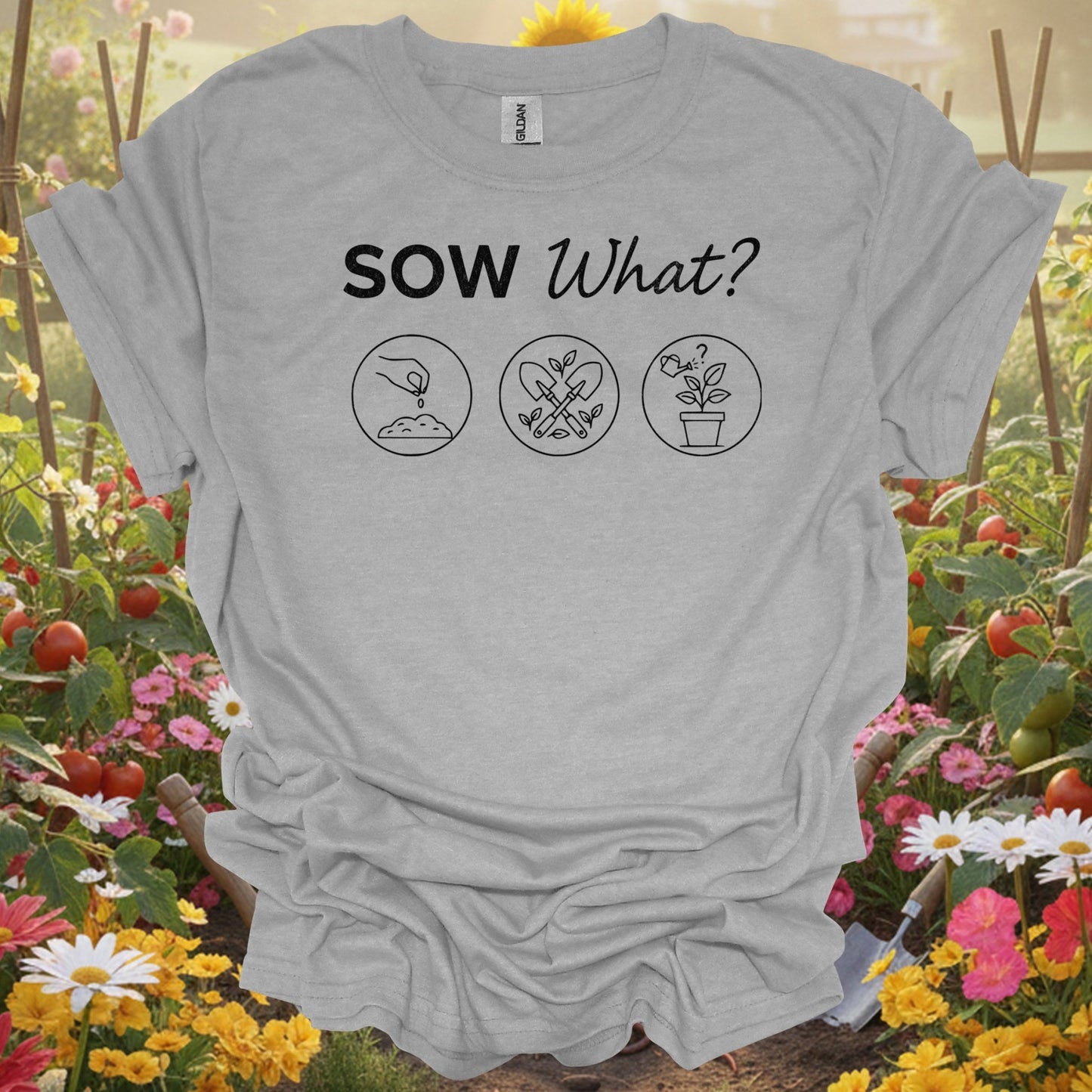 "Sow What?" Minimalist Planting Funny Retro Gardening Tee - GardeningTshirts