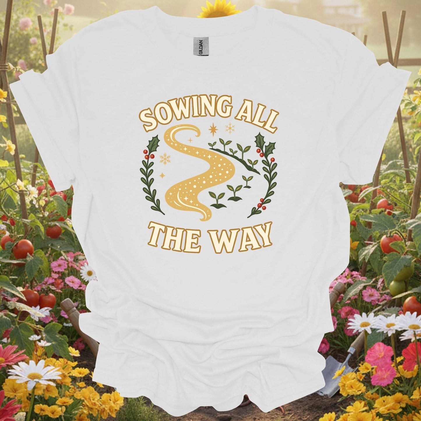 "Sowing All The Way" Funny Christmas Gardening T-Shirt - GardeningTshirts