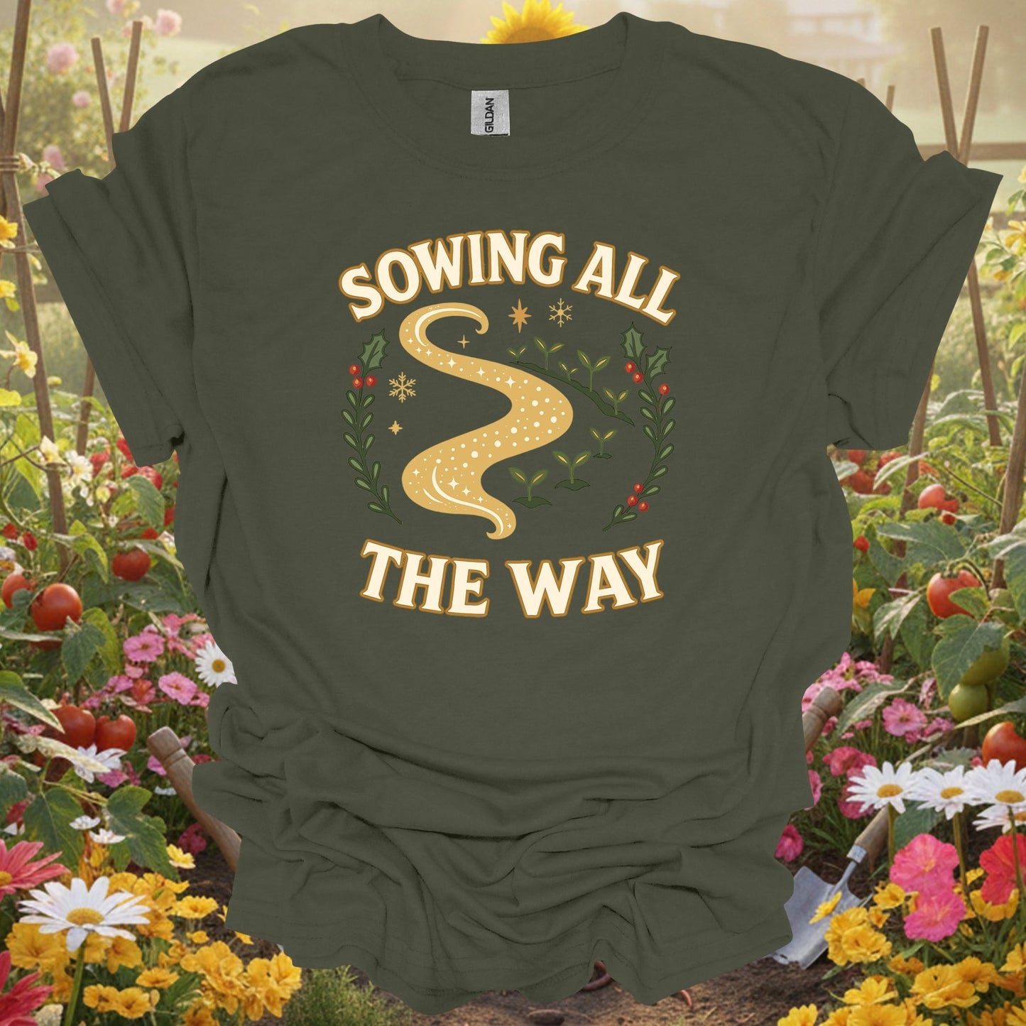 "Sowing All The Way" Funny Christmas Gardening T-Shirt - GardeningTshirts