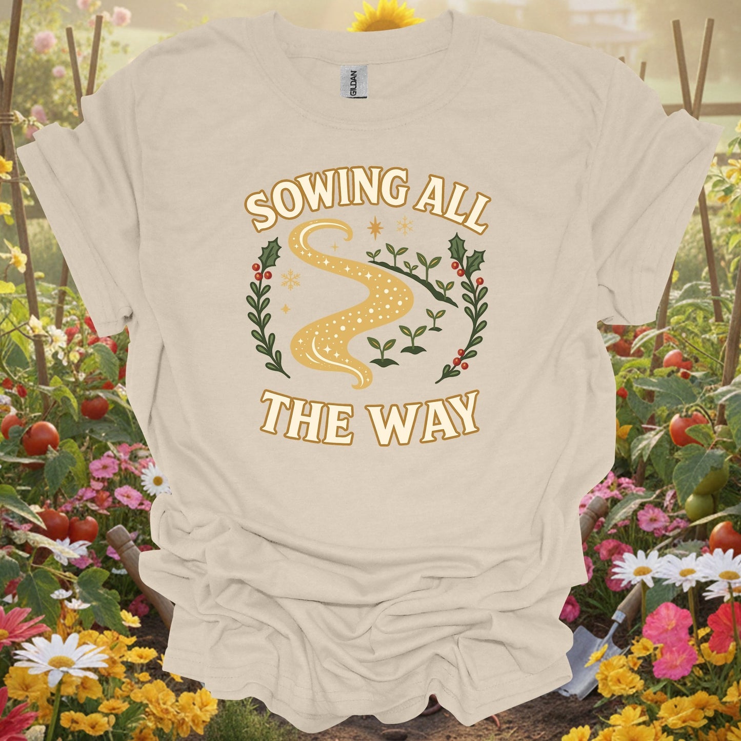 "Sowing All The Way" Funny Christmas Gardening T-Shirt - GardeningTshirts