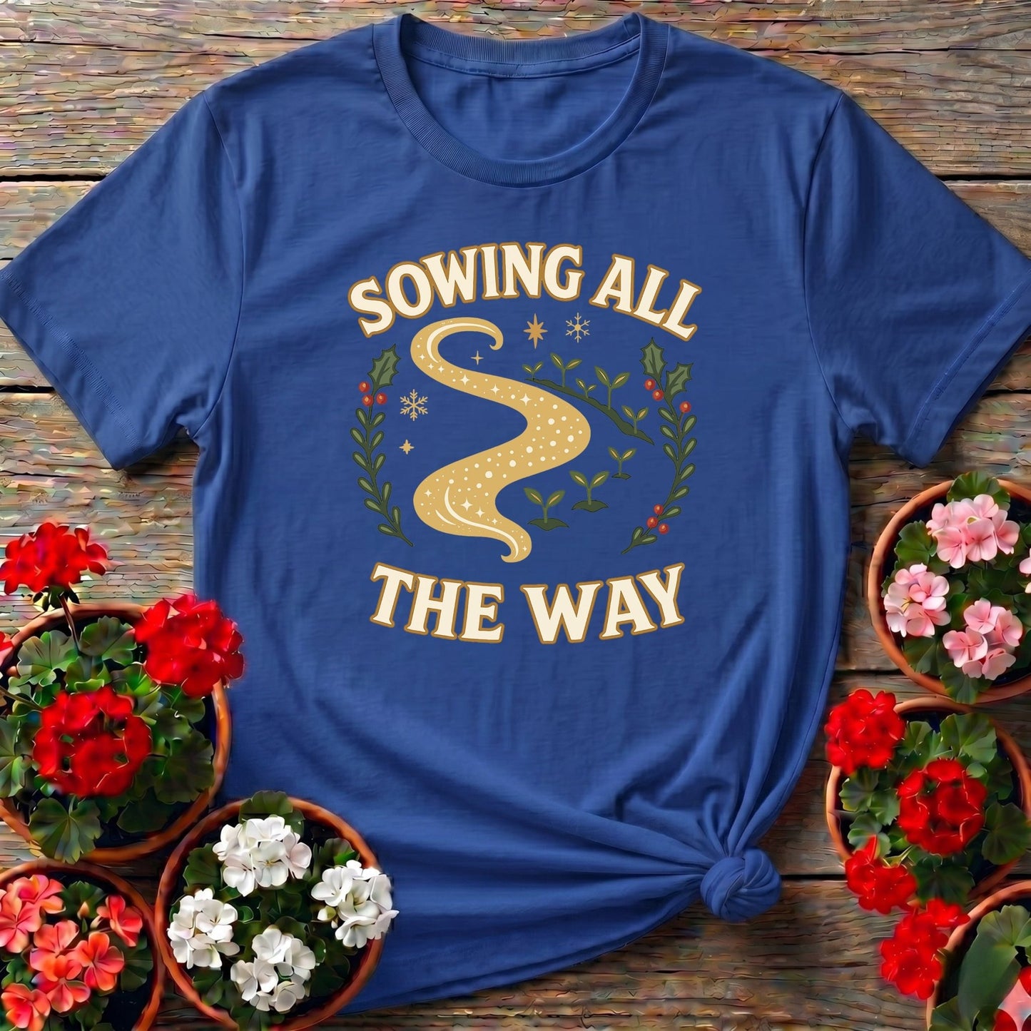Sowing All The Way Funny Christmas Tee - GardeningTshirts