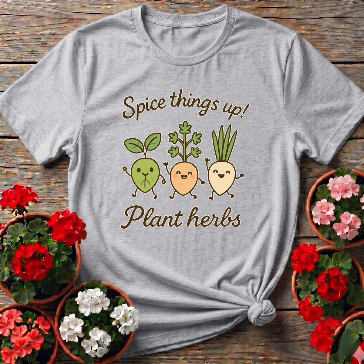 Spice Things Up Cute Dancing Herb Characters Garden Tee - GardeningTshirts
