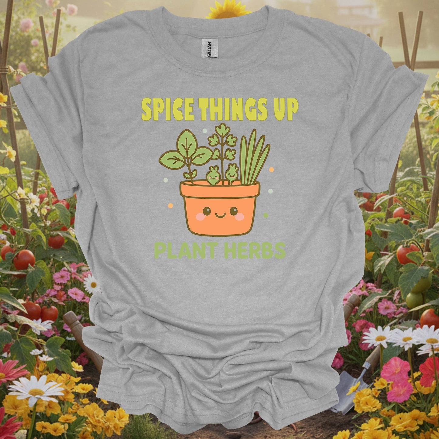 Sport Grey tee showing spice things up plant herbs adorable potted for herb collectors