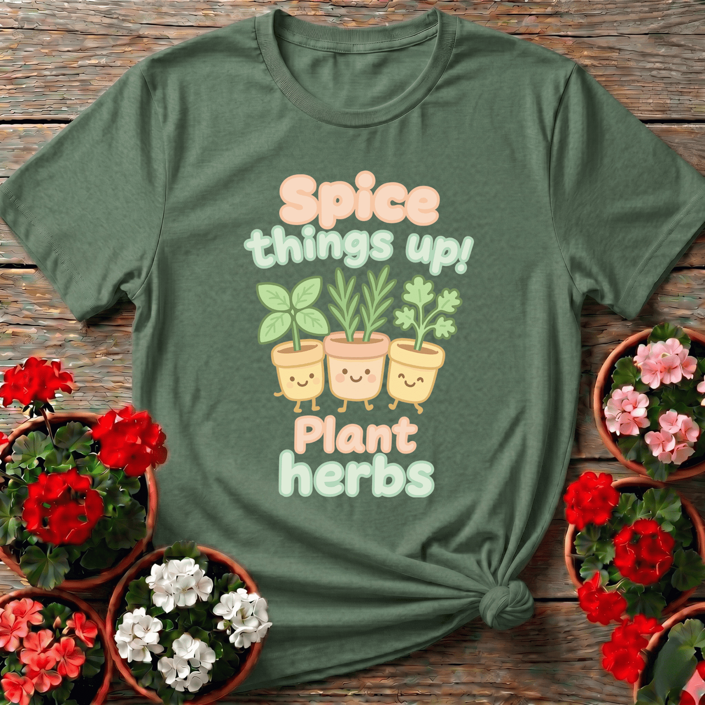 Spice Things Up Plant Herbs Cute Kawaii Herb Garden Tee - GardeningTshirts