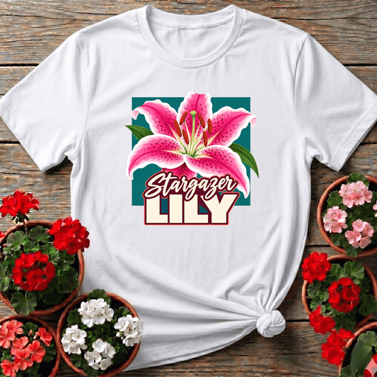 Stargazer Lily Gardening T-Shirt for Flower Lovers - GardeningTshirts