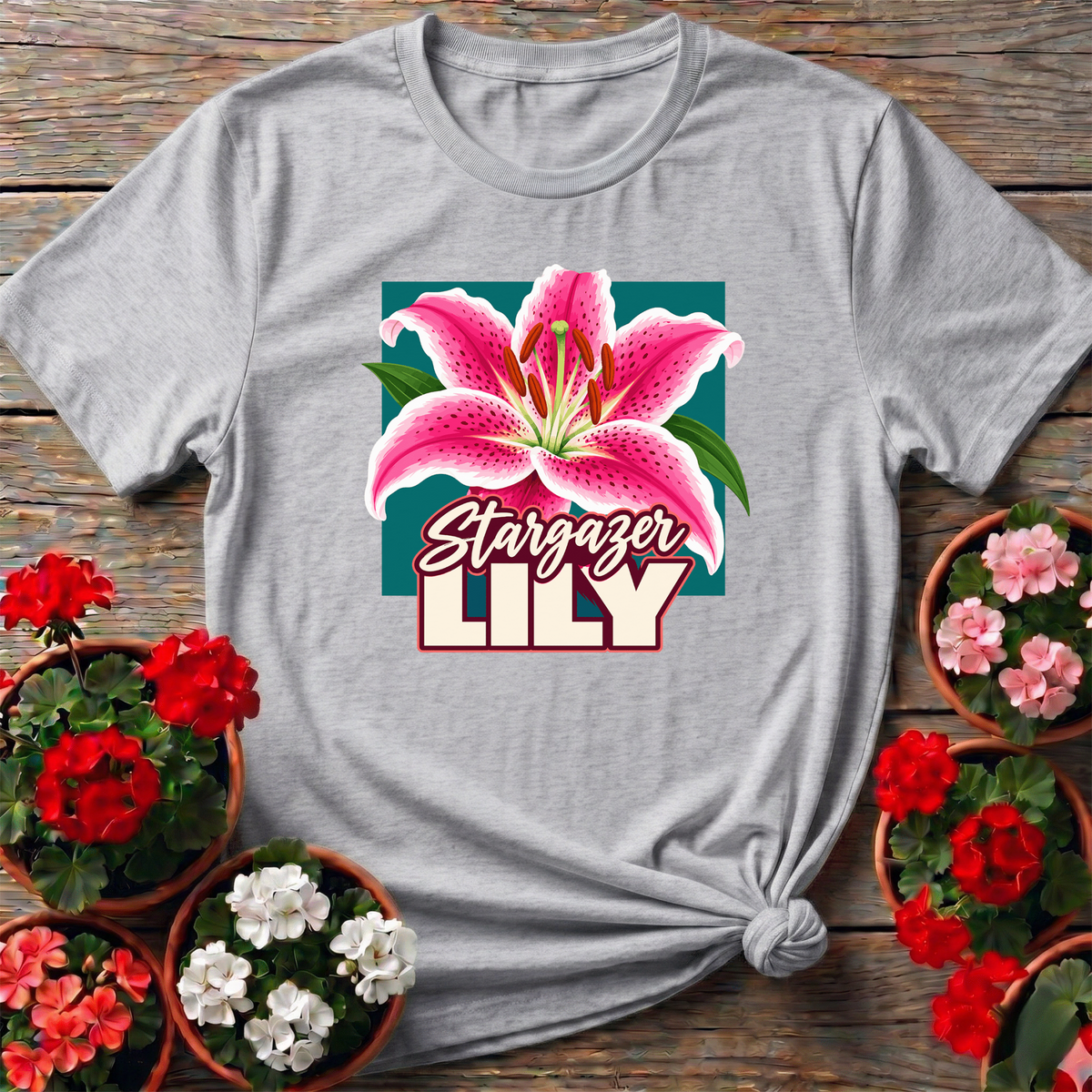 Stargazer Lily Gardening T-Shirt for Flower Lovers - GardeningTshirts