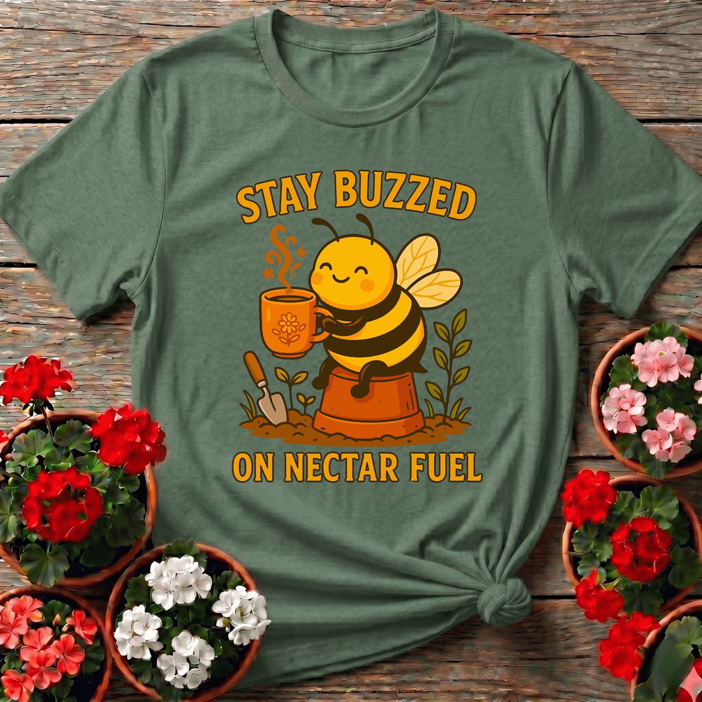 Stay Buzzed On Nectar Fuel Cute Coffee Bee T-shirt - GardeningTshirts