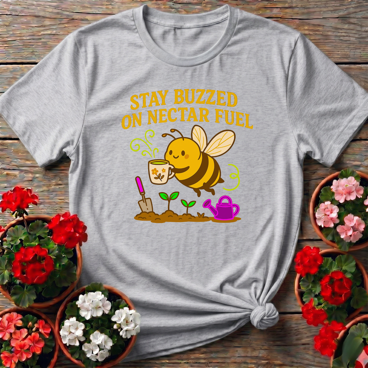 Stay Buzzed On Nectar Fuel Vintage Bee Gardening Tee - GardeningTshirts