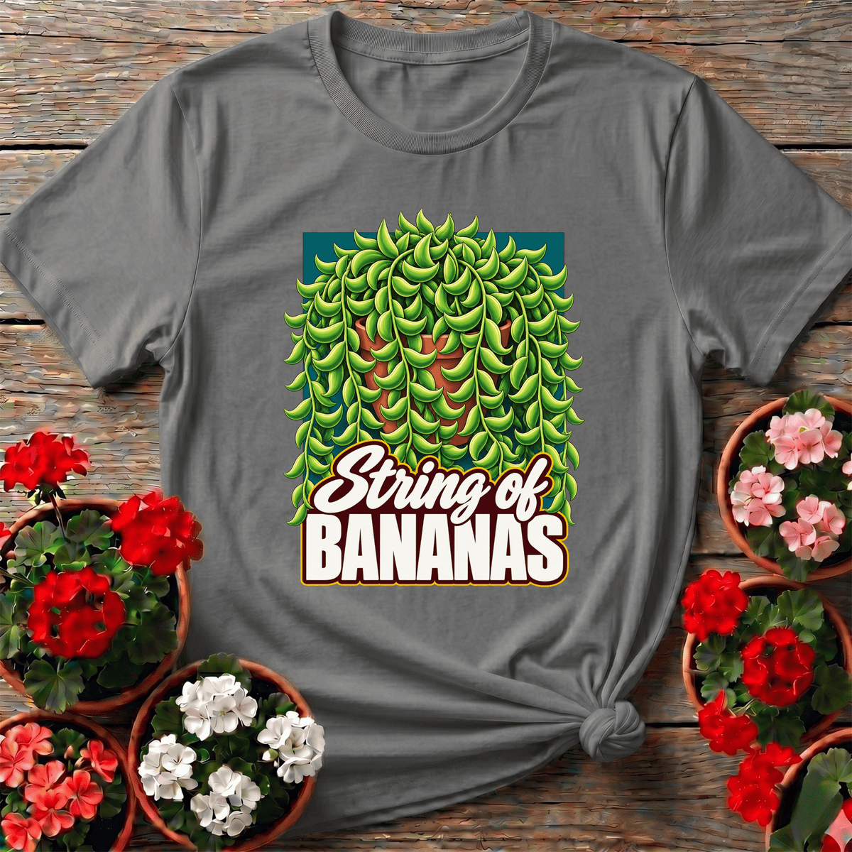 String of Bananas Succulent Retro Illustration Tee - GardeningTshirts