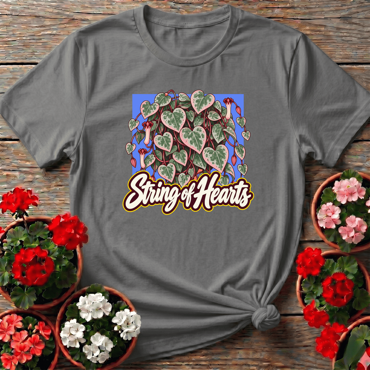 String of Hearts Plant Lover Gardening T-Shirt - GardeningTshirts