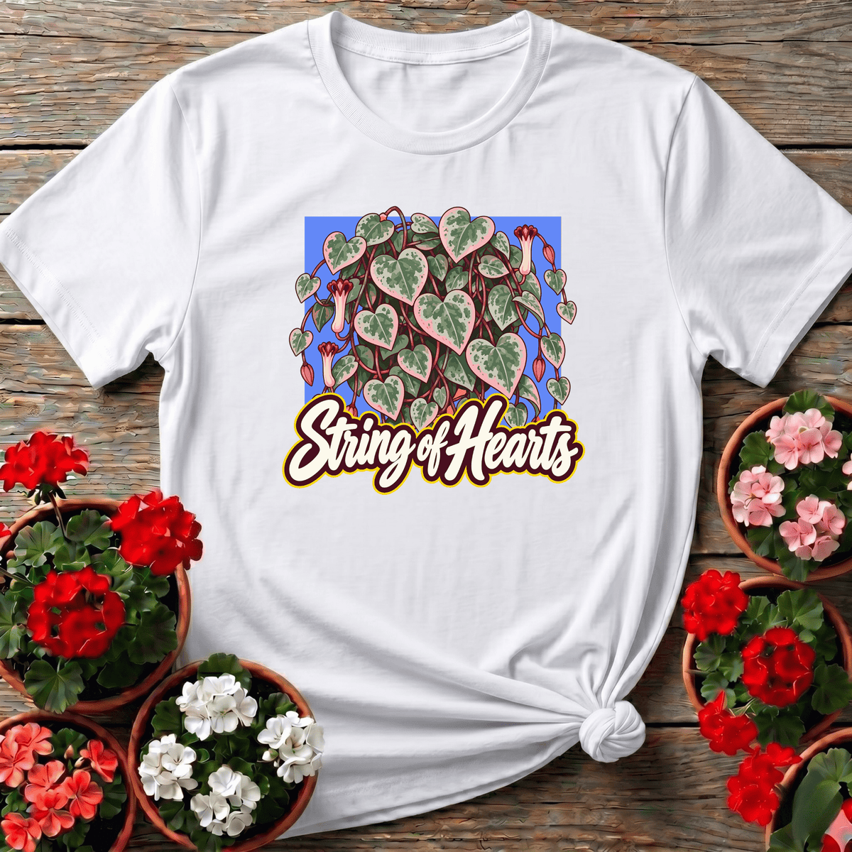 String of Hearts Plant Lover Gardening T-Shirt - GardeningTshirts