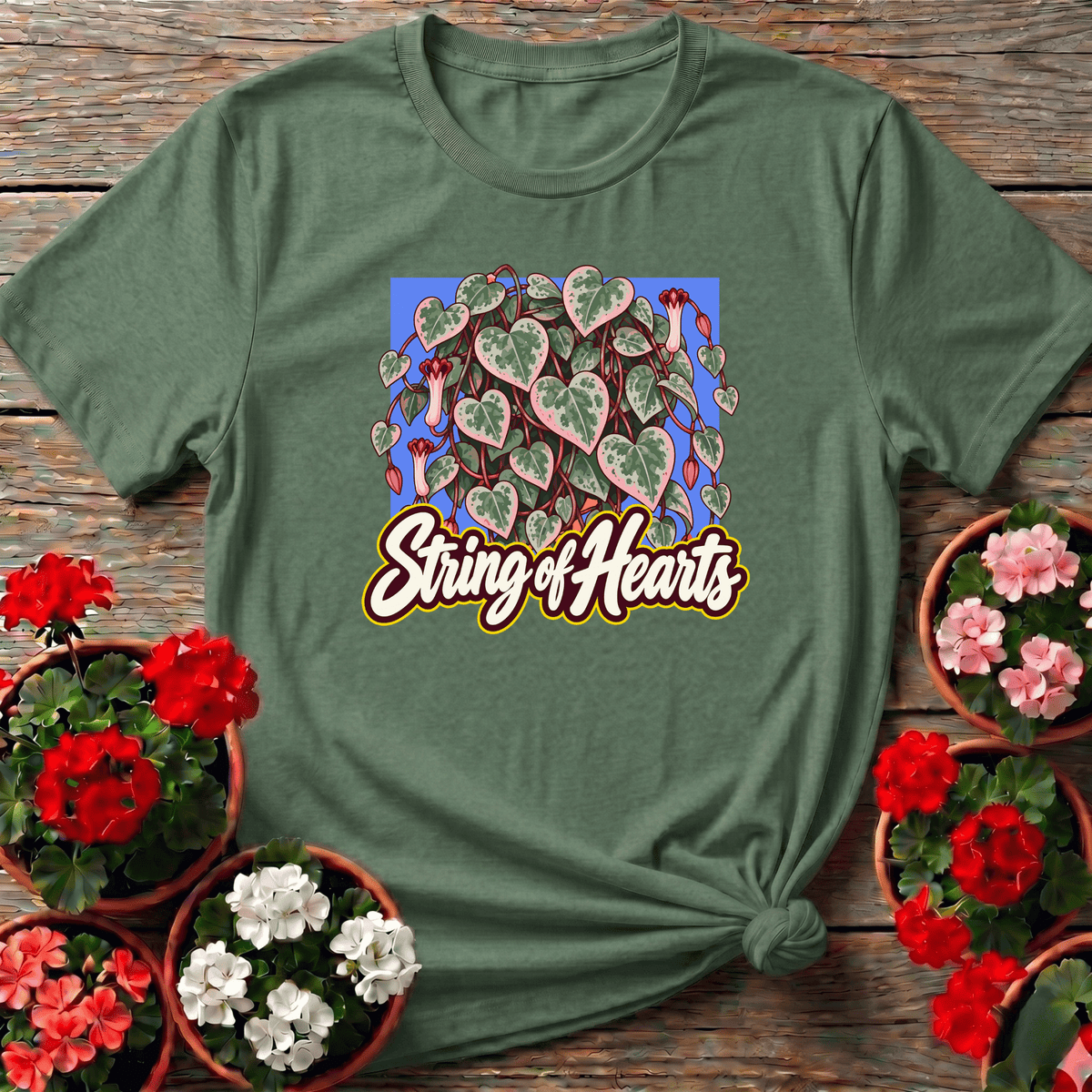 String of Hearts Plant Lover Gardening T-Shirt - GardeningTshirts