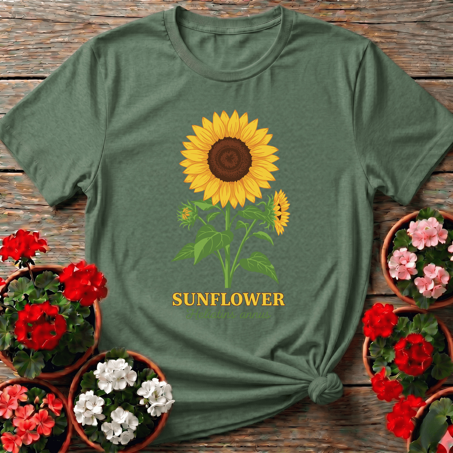 Sunflower Helianthus Annuus Botanical Gardening Tee - GardeningTshirts