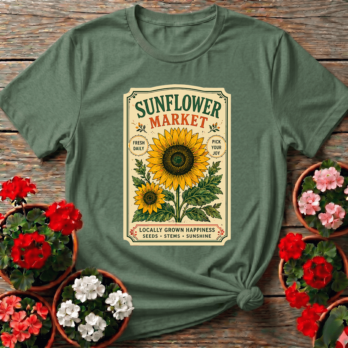 Sunflower Market Seed Packet Gardening T-Shirt - GardeningTshirts