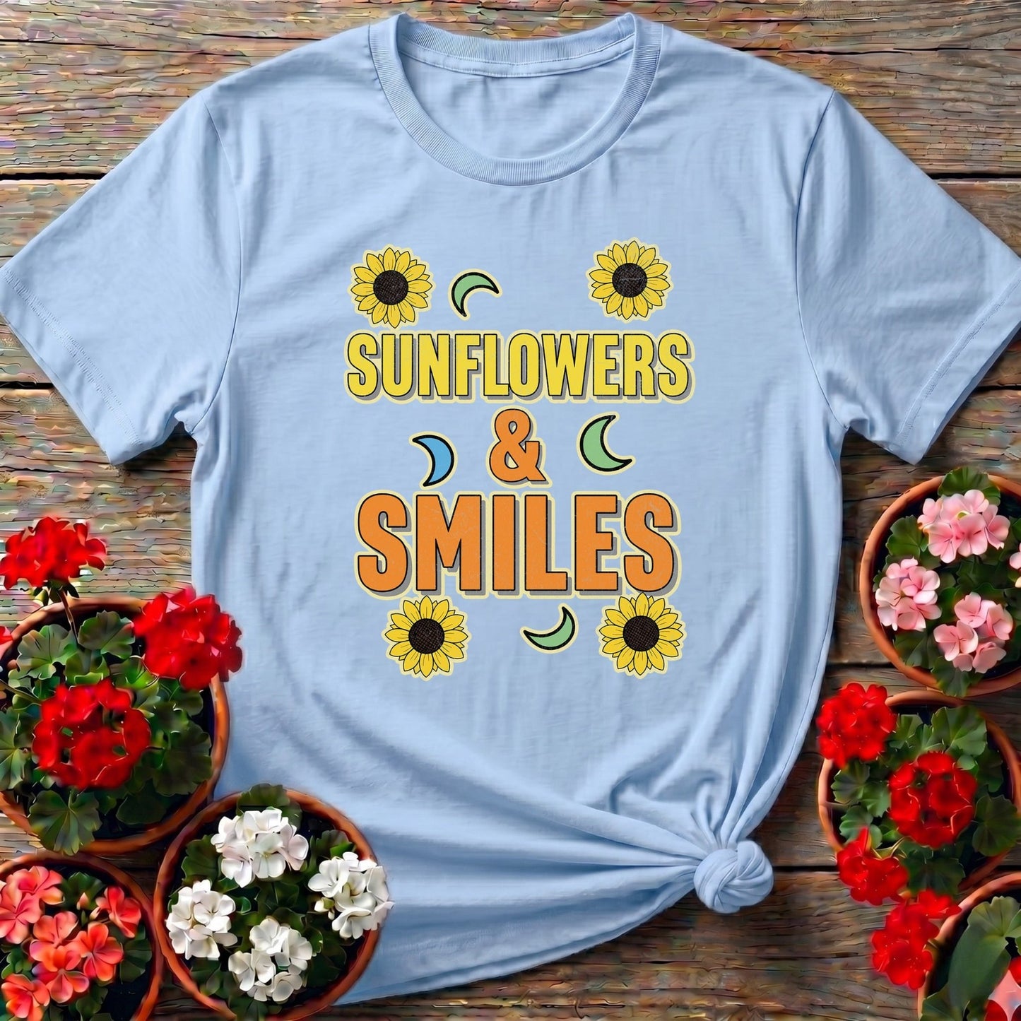 Sunflowers and Smiles Cheerful Garden Tee - GardeningTshirts