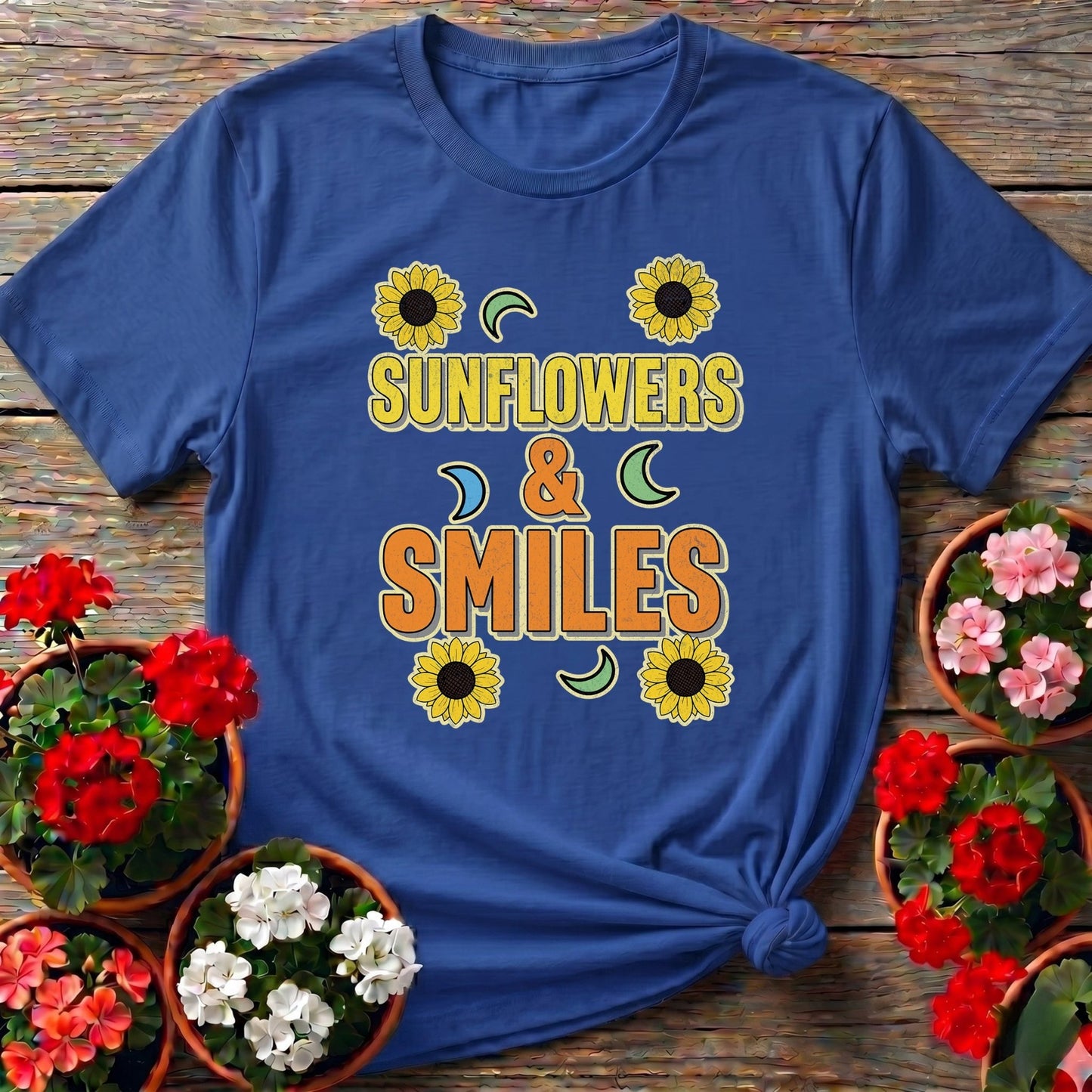 Sunflowers and Smiles Cheerful Garden Tee - GardeningTshirts