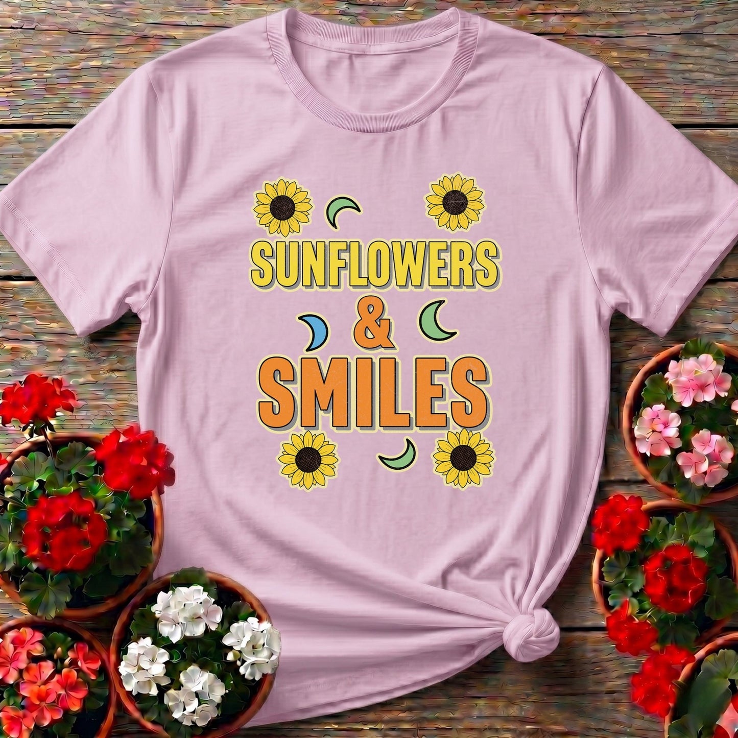 Sunflowers and Smiles Cheerful Garden Tee - GardeningTshirts