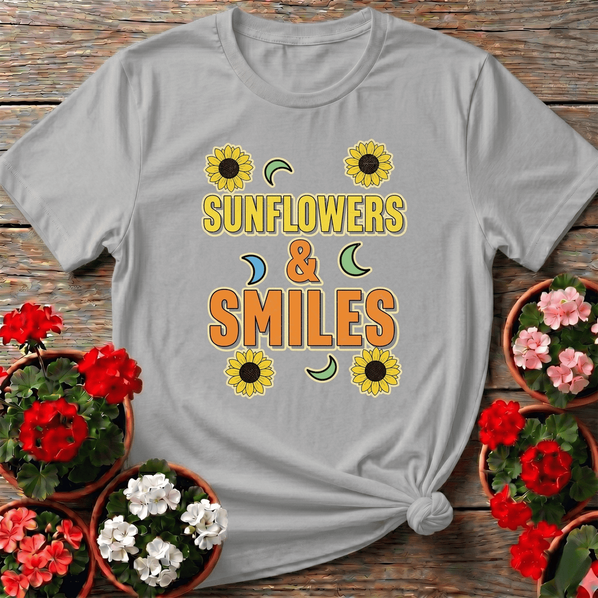 Sunflowers and Smiles Cheerful Garden Tee - GardeningTshirts