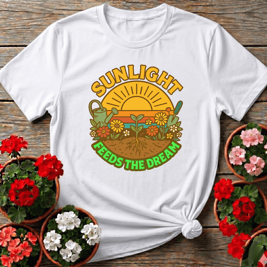 Sunlight Feeds the Dream Retro Gardening Tee - GardeningTshirts