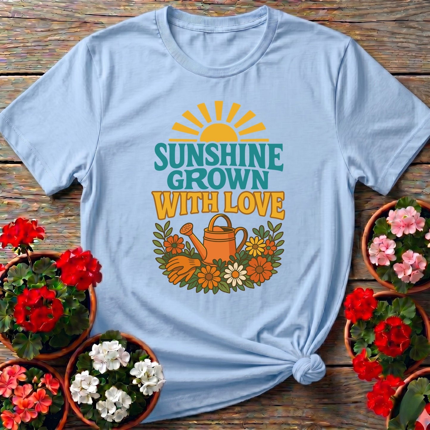Sunshine Grown With Love Groovy Floral Tee - GardeningTshirts