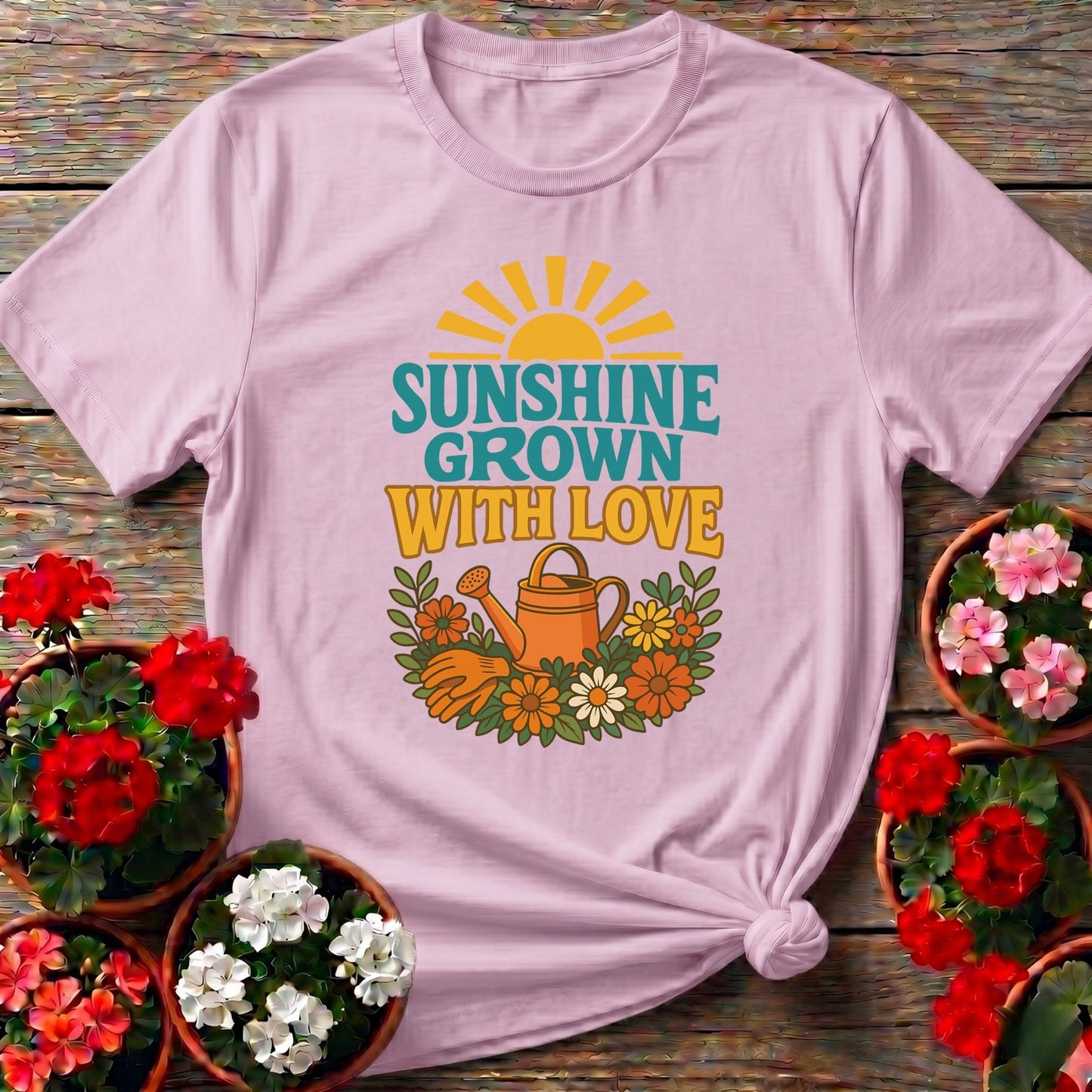 Sunshine Grown With Love Groovy Floral Tee - GardeningTshirts