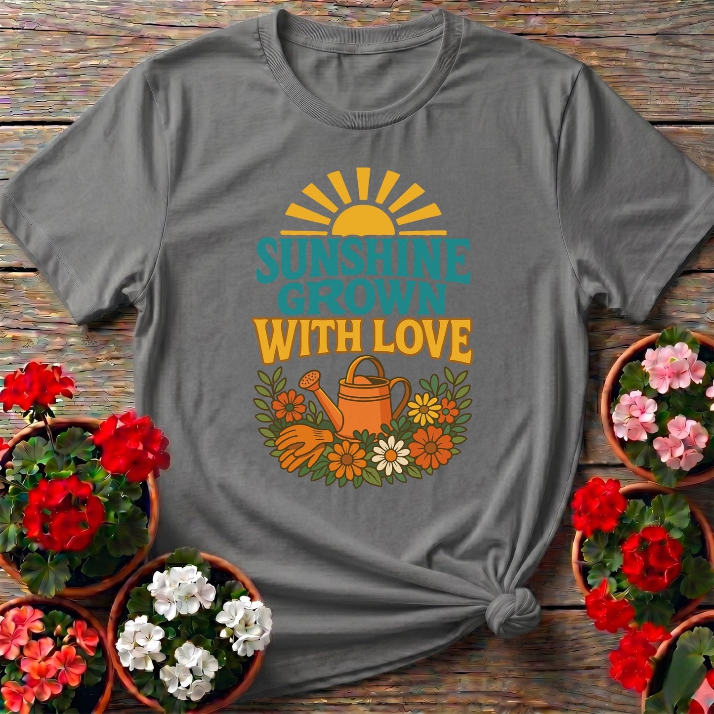 Sunshine Grown With Love Groovy Floral Tee - GardeningTshirts