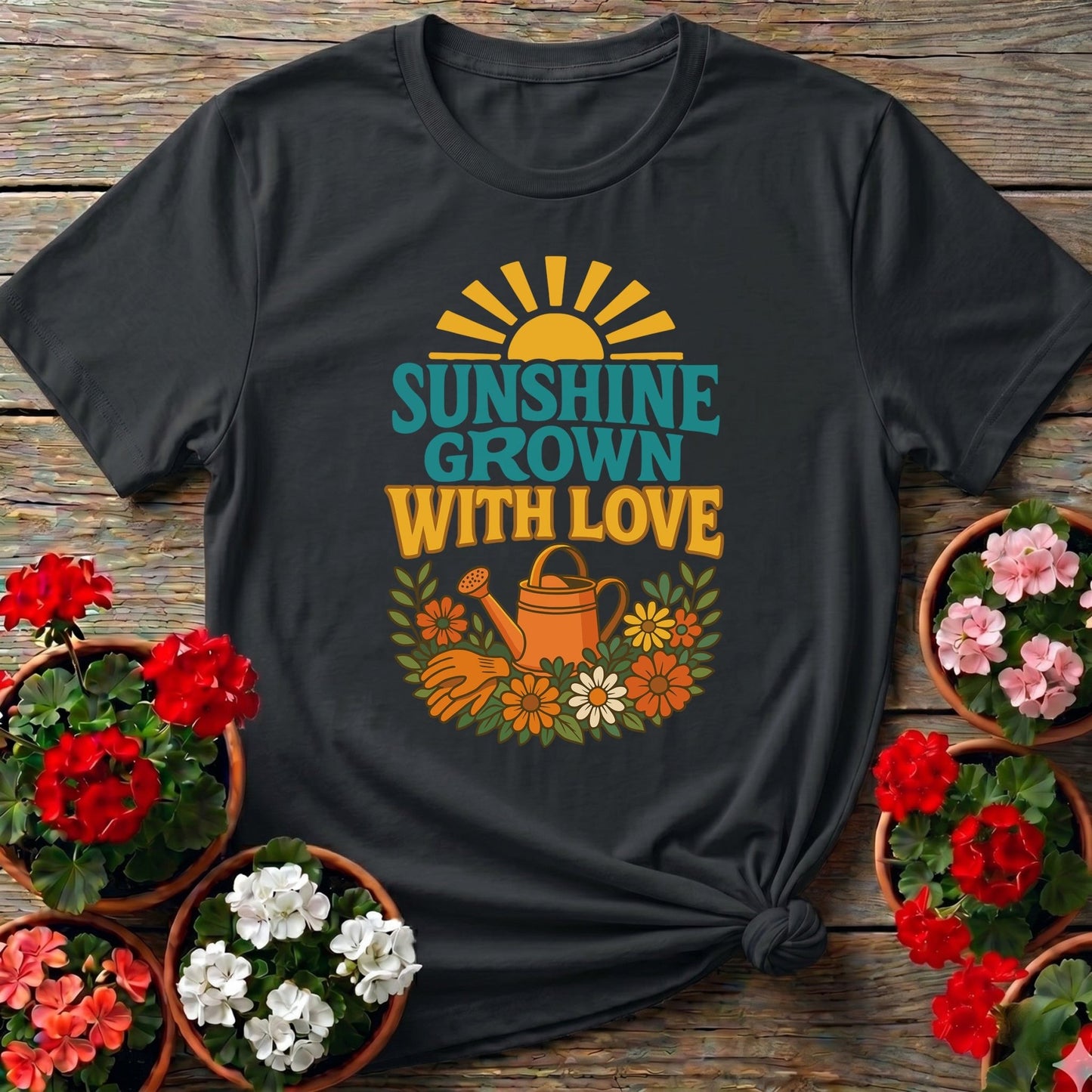 Sunshine Grown With Love Groovy Floral Tee - GardeningTshirts