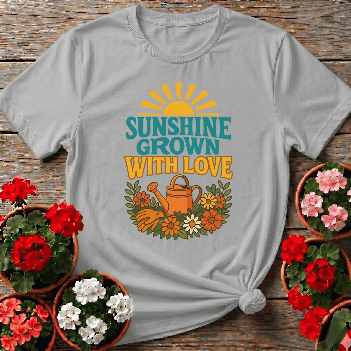 Sunshine Grown With Love Groovy Floral Tee - GardeningTshirts