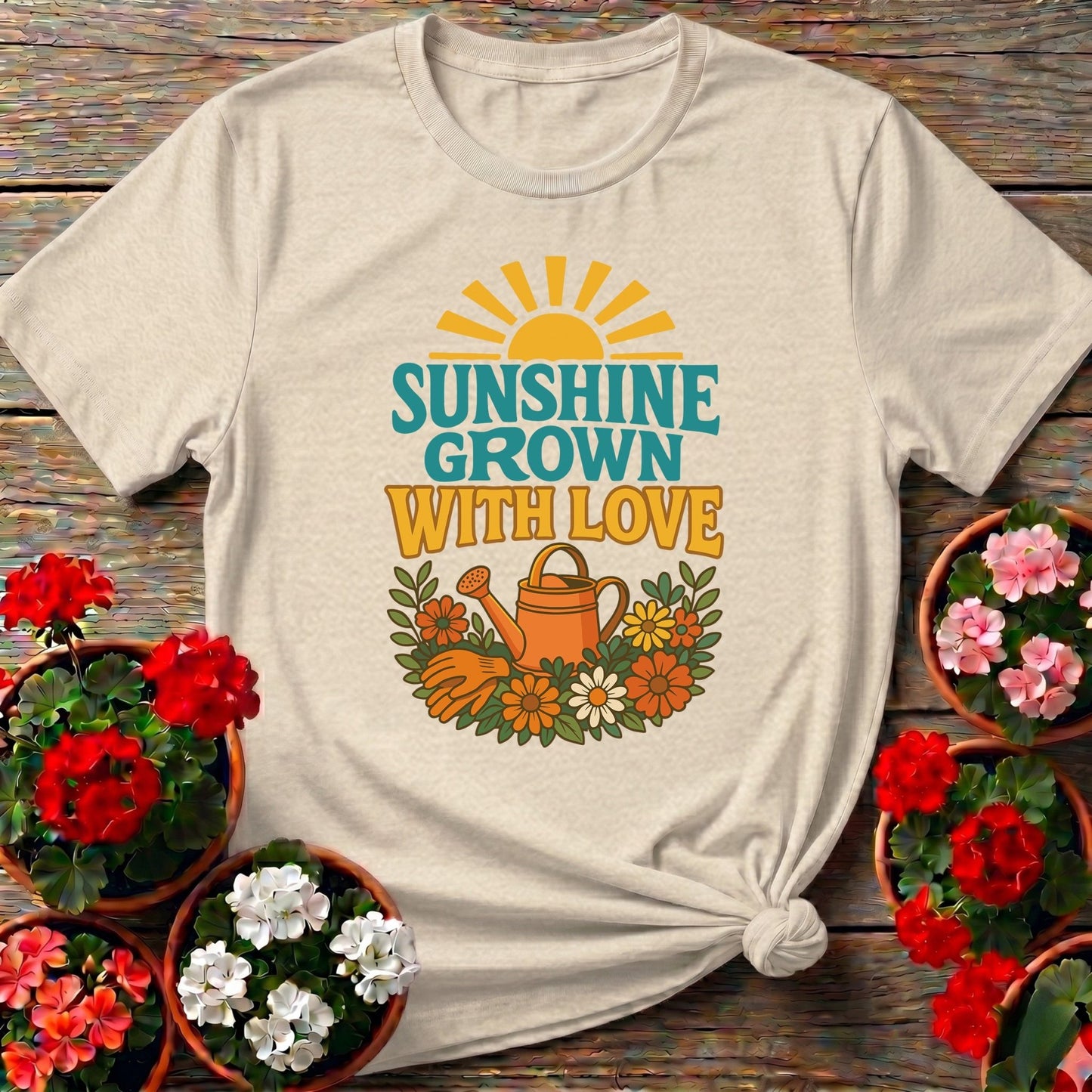 Sunshine Grown With Love Groovy Floral Tee - GardeningTshirts