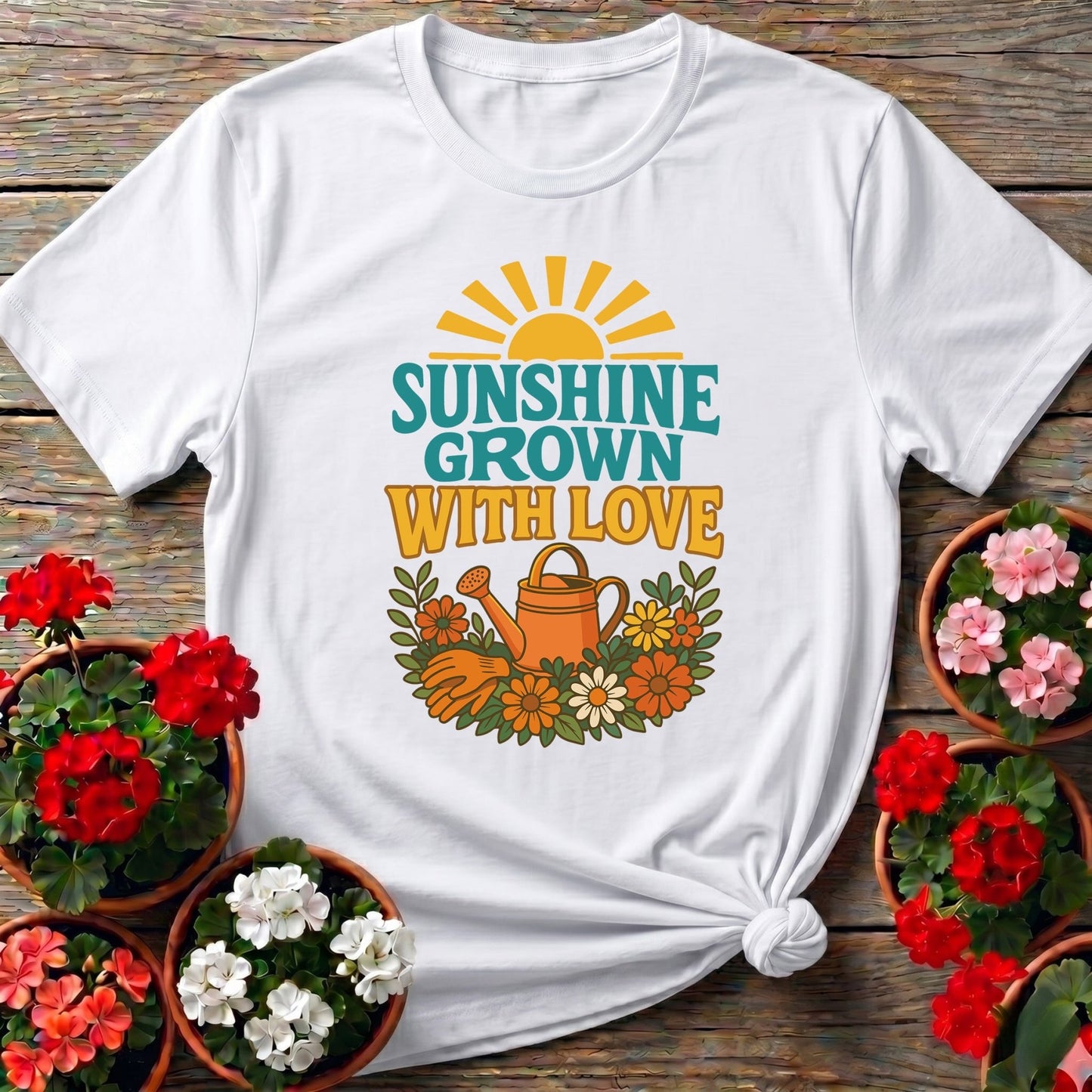 Sunshine Grown With Love Groovy Floral Tee - GardeningTshirts