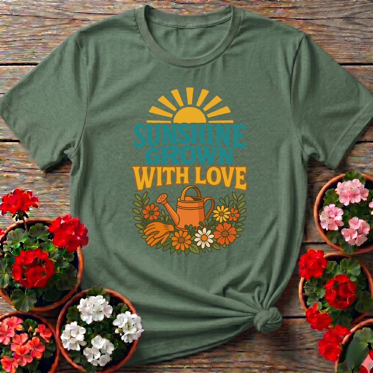 Sunshine Grown With Love Groovy Floral Tee - GardeningTshirts