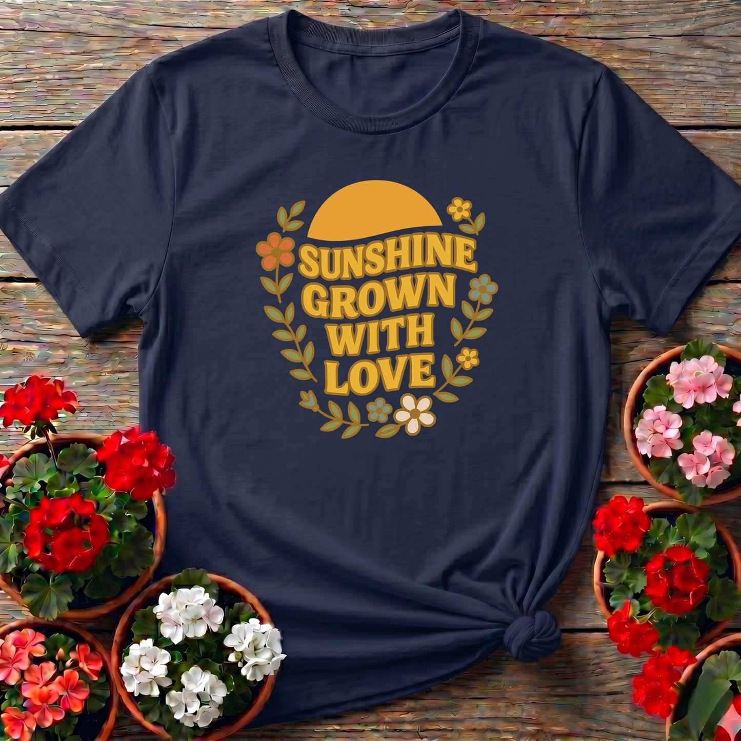 Sunshine Grown With Love Retro Floral Tee - GardeningTshirts