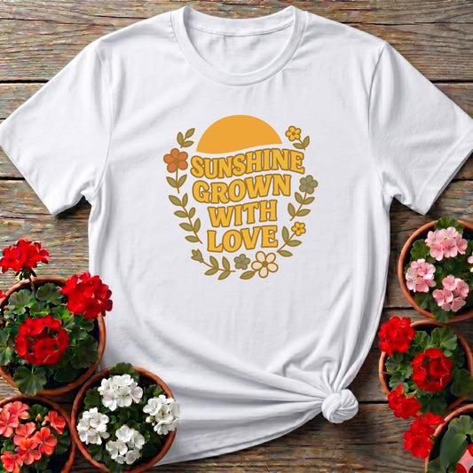 Sunshine Grown With Love Retro Floral Tee - GardeningTshirts