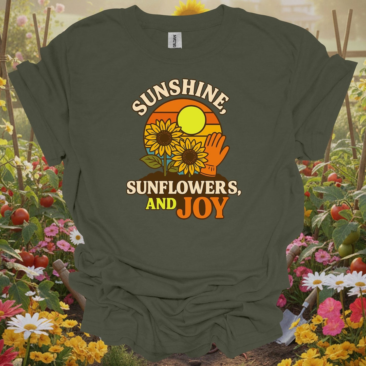 Sunshine, Sunflowers, and Joy Vintage Garden T-Shirt - GardeningTshirts