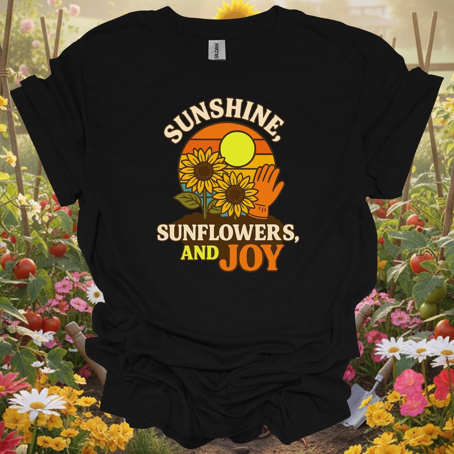 Sunshine, Sunflowers, and Joy Vintage Garden T-Shirt - GardeningTshirts